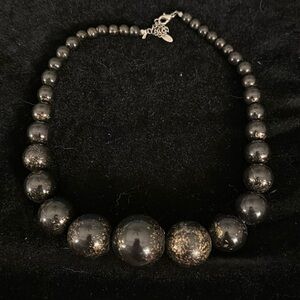 EsMor Signed Vintage Black & Gold Graduatrf Acrylic Large Beads EUC GORGEOUS